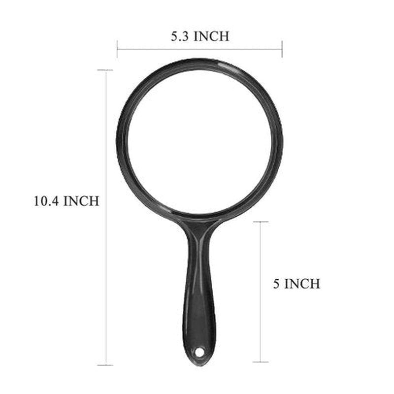 TOPYHL Makeup Hand Mirror, Double-Sided 3X 1x Magnifying Large Travel Handheld Mirror Cosmetic Mirror Acrylic Clear Finish Round Mirror (Black)