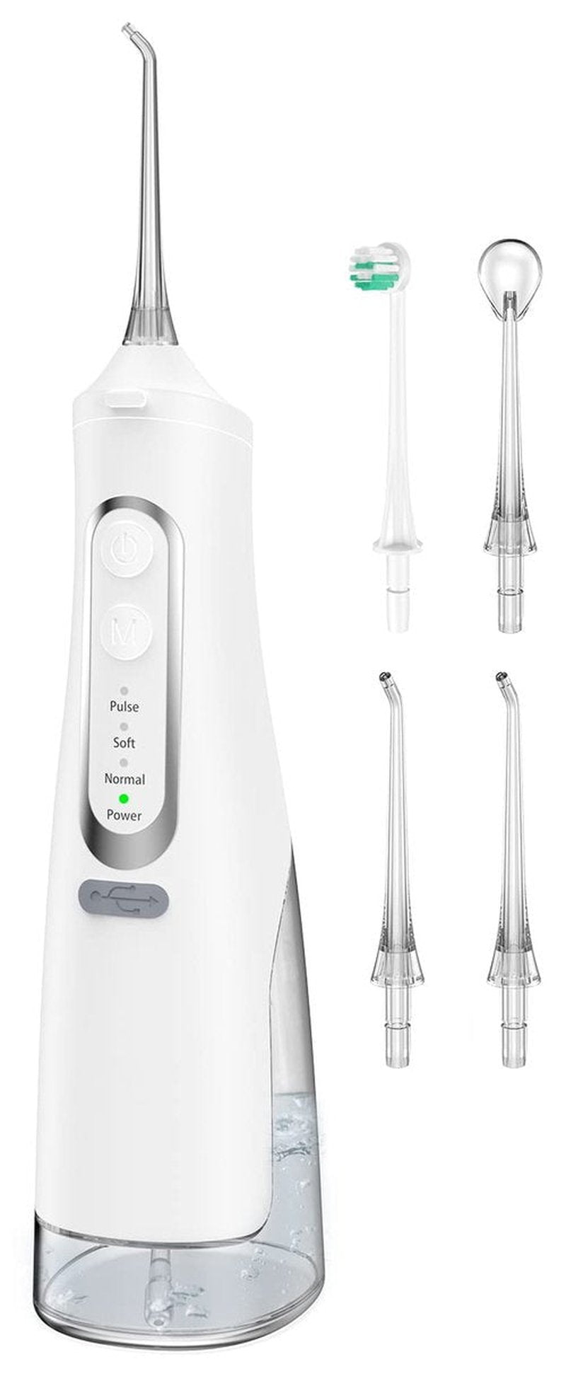 Water Flosser for Teeth Cleaning 4 Modes Rechargeable Oral Irrigator 4 Tips Powerful, (White)