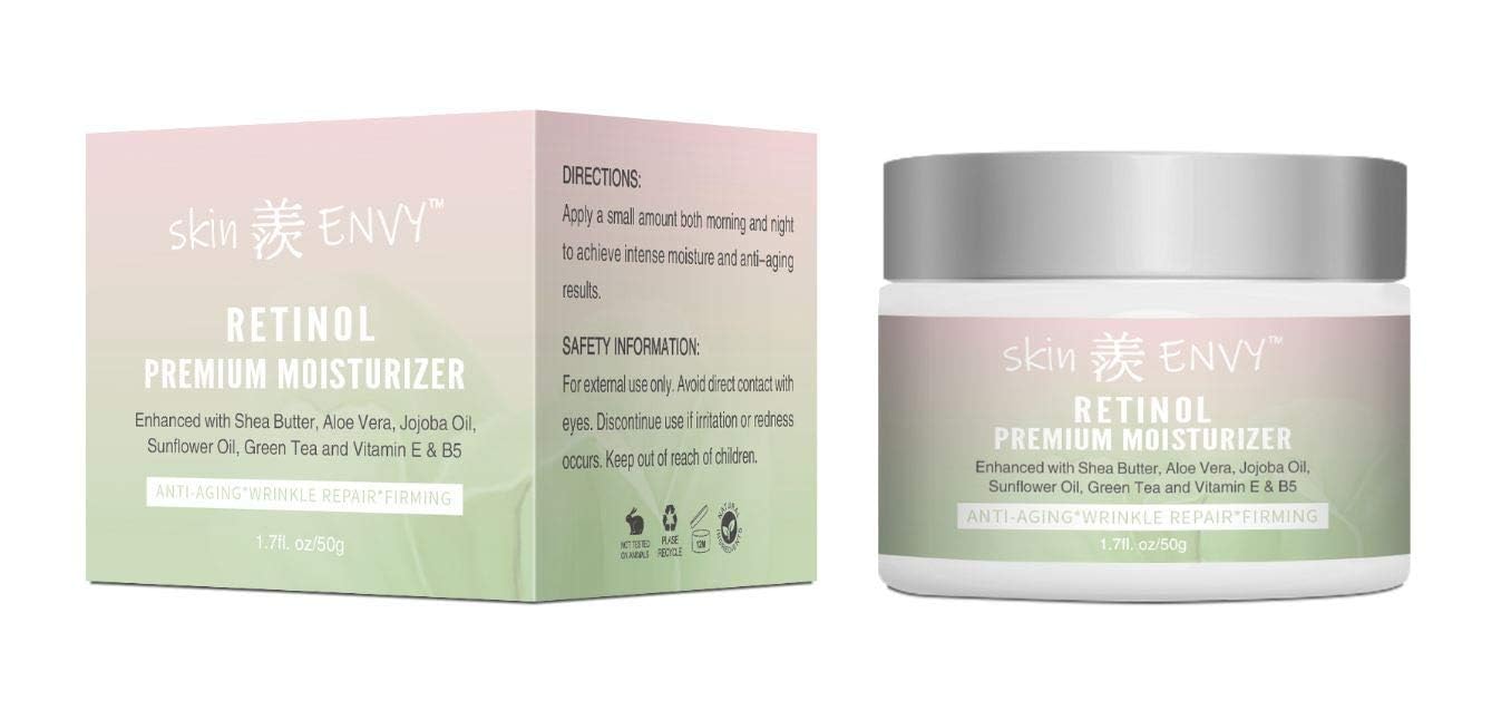 Skin ENVY Retinol Anti-Aging Cream – With Hyaluronic Acid, Shea Butter, Vitamin E & Green Tea | Hydrating, Nourishing & Wrinkle-Reducing | 20% of Profits Donated to USA Children’s Charities | 1.7oz