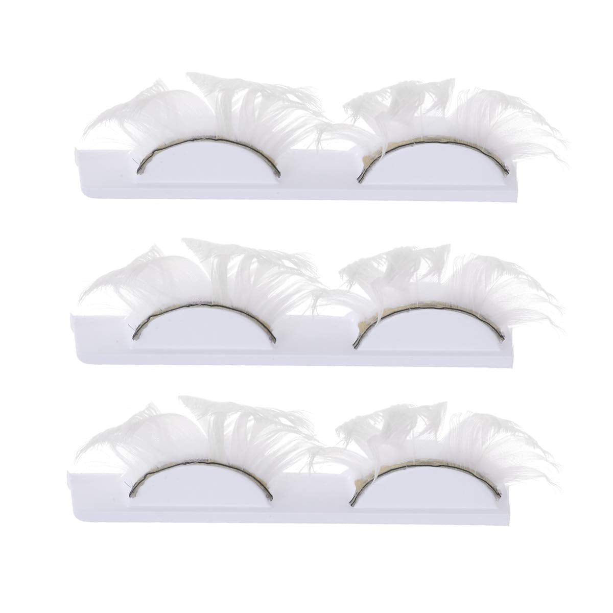 3 Pair False Eyelashes Fluffy White Eyelashes Extension for Halloween Party (White) False Lashes
