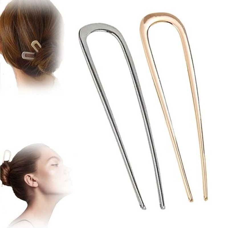 French Hair Pin, 2024 New U-shaped Hair Clips, Hairpins for French Twist Hair Buns Chignons, French Hair Sticks Fork Accessories For Women Girls French Roll (Gold+Silver)