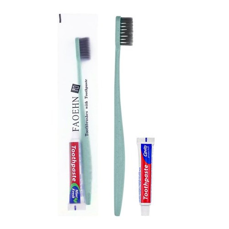 FAOEHN Disposable Toothbrushes with Toothpaste Pack of 60,Straw Green Toothbrush in Bulk with 10g Toothpaste Individually Wrapped Disposable Travel Toothbrushes Kit for Homeless,Airbnb,Hotel,Charity