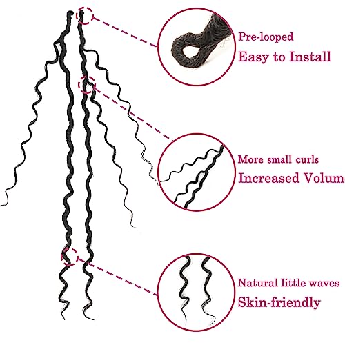 8 Packs Goddess Faux Locs Crochet Hair for Black Women, Goddess Locs Crochet Hair, Boho Style Locs, River Hair with Curly Ends (18Inch, T30#, 8Packs)