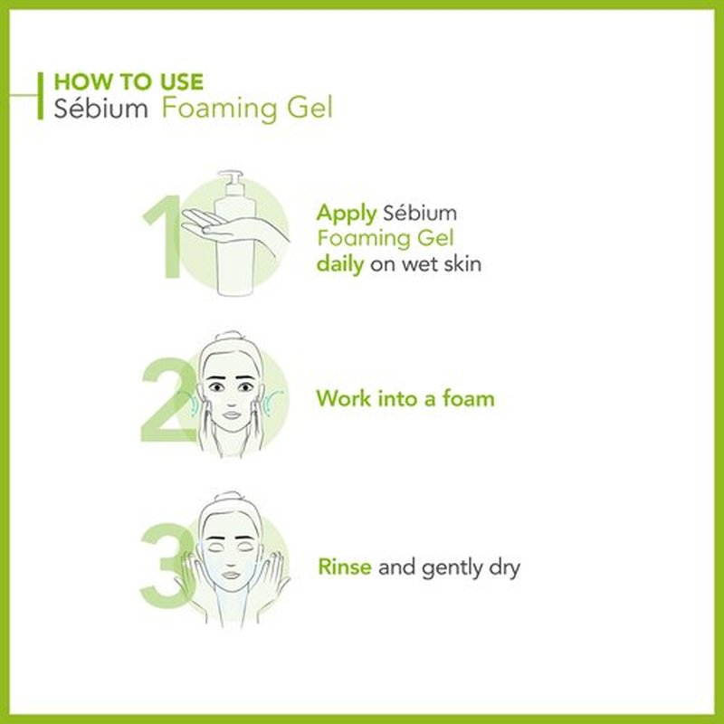 Bioderma Sébium Foaming Gel Pump, Cleansing and MakeUp Removing, Skin Purifying for Combination to Oily Skin, 6.76 Fl Oz