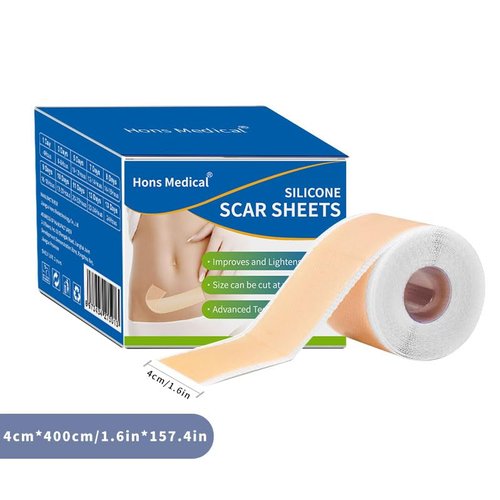 Medical Grade Silicone Scar Sheets 1.6"x 157" Roll-4M Keloid Scars Removal C-Section Scar Strip Painless Treatment Resuable Tummy Tuck Tape Professional for Surgical Incision,Acne,Burn Scar