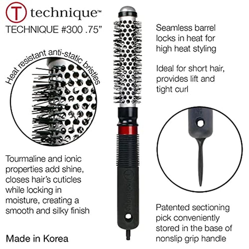 Cricket Thermal Hair Brush #300 0.75” for Blow-Drying, Curling, and Styling – Heat-Retaining Barrel with Anti-Static Tourmaline Bristles, Round Thermal Brush, Ideal for All Hair Types