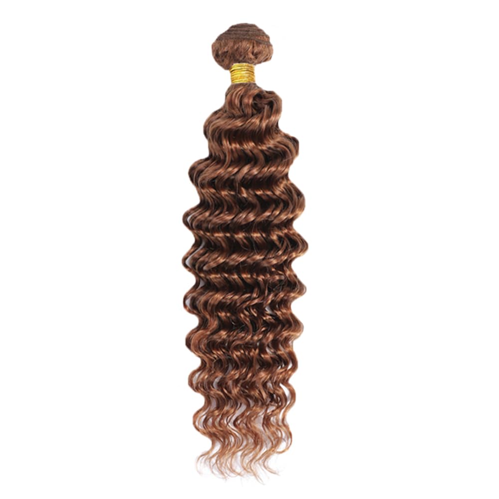 Light Brown Deep Wave Bundles Human Hair Color 30 Human Hair Bundles 28 Inch Brazilian Virgin Remy Hair 1 Bundle Color 30 Deep Wave Bundles Hair Extensions Brown Bundles