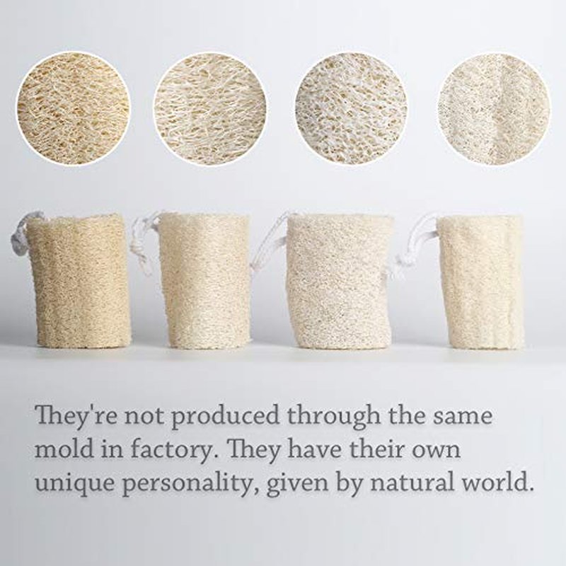 pisdoplop 4" Natural Loofah Exfoliating Body Sponge Scrubber for Skin Care in Bath Spa Shower Pack of 4