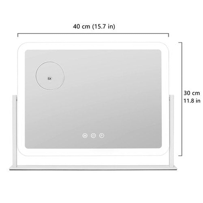 HIEEY Vanity Mirror with Lights, Lighted Makeup Mirror, Three Color Lighting Modes, and 5X Magnification Mirror, Smart Touch Control, 360°Rotation (15.7" x 11.8". White,Gift Box)