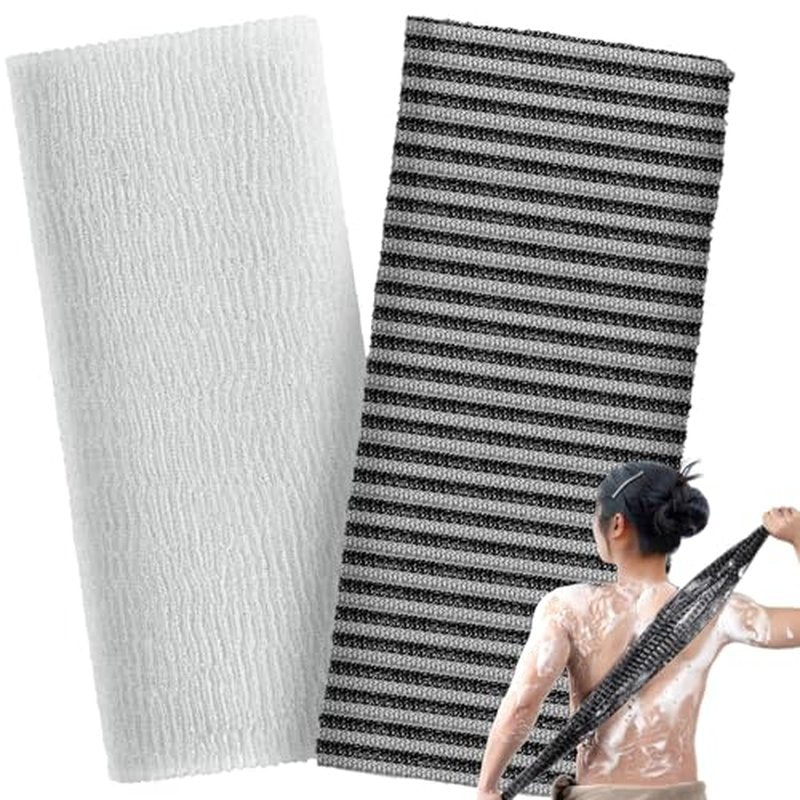 2 Pieces Exfoliating Washcloth Shower Towel African Net Sponge Japanese Wash Cloth Face Exfoliating Sponge Loofah Exfoliating Body Scrubber for Body Exfoliation(Black, Grey)