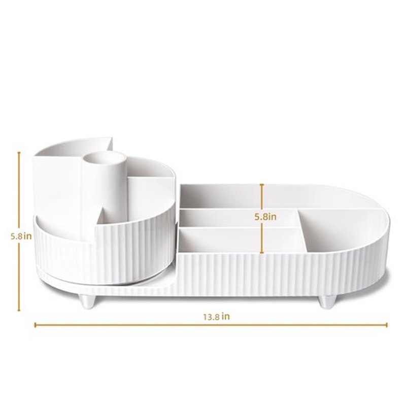 Rotating Large Capacity Cosmetic Display Case,Bathroom Counter Organizer Countertop Storage,Cosmetics Skincare Shelf Organizer (White, M)