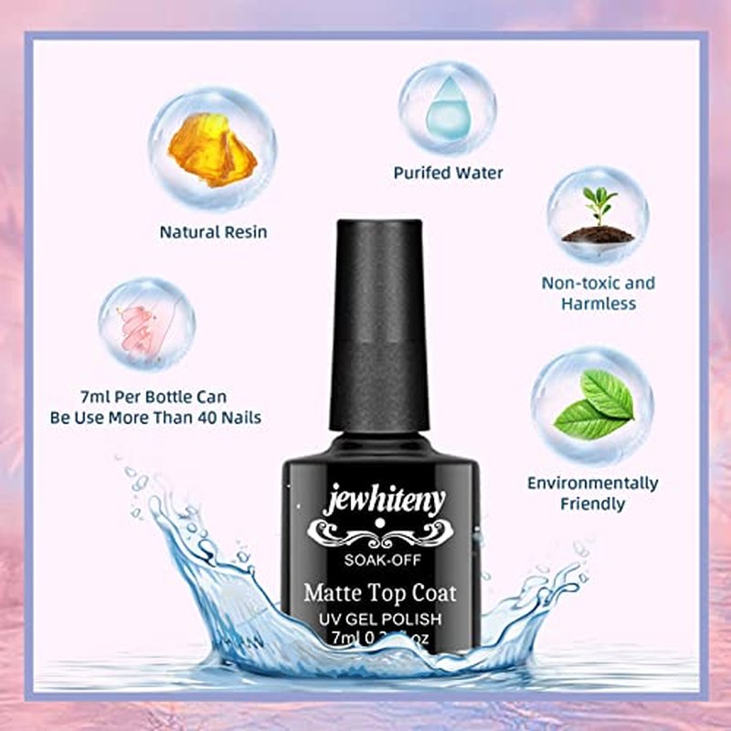 JEWHITENY 30PCS Nail Polish Kit 27 Colors Green Blue Pink Orange Gitter Sock Off Gel Polish with Matte& Glossy Top Base Coat for DIY Nail Art Manucure at Home Salon