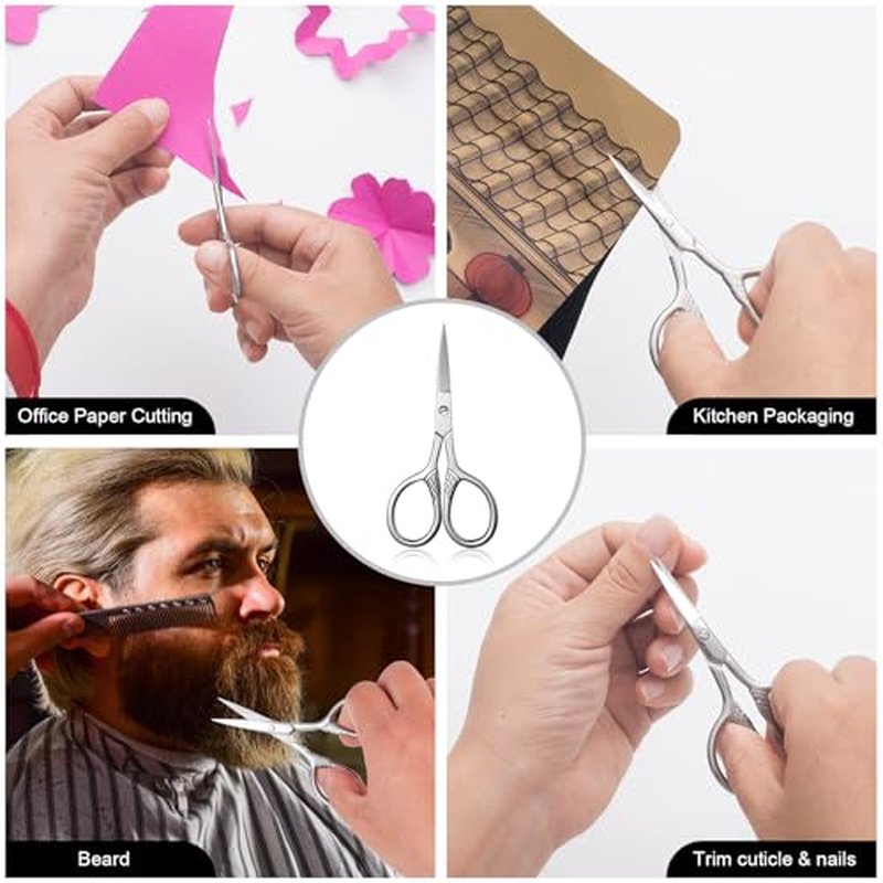 Small Scissors, Eyebrow Scissors, Nose Hair Scissors, Professional Grooming Scissors for Hair, Eyelashes, Nose, Eyebrow Trimming, Mustache. - AsonTao