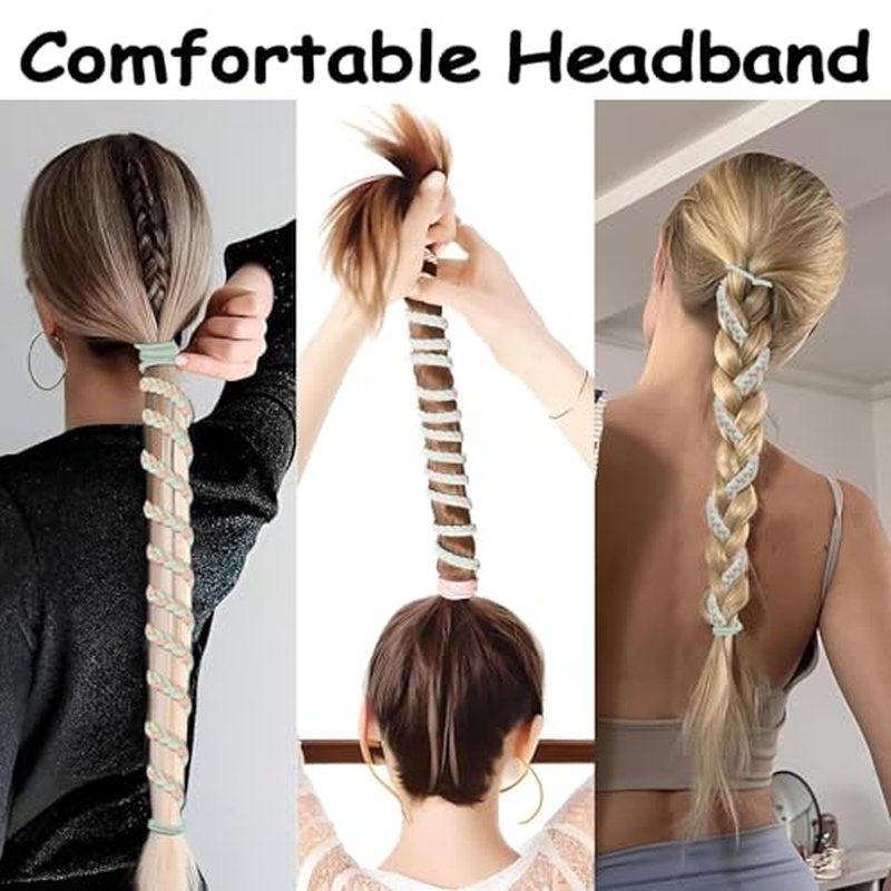 3PCS 25" Ponytail Holders Hair Ties for Sports, Elastic Ponytail Holders Hair Bands, Thick Hair Tie Scrunchies No Damage Long Strong Braided Pony tails Hair Ties, Spiral Long Pony Tail Wrap-003