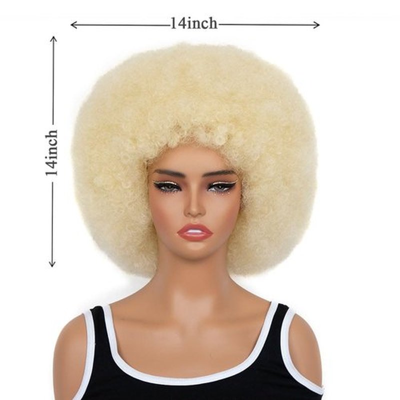 FYIMUYI Afro Wig - Soft 70s Afro Wig For Black Women Short Curly Afro Kinky Wig Large Bouncy And Soft Natural Looking Synthetic Wigs For Daily And Party Halloween Costume Use (# 613
