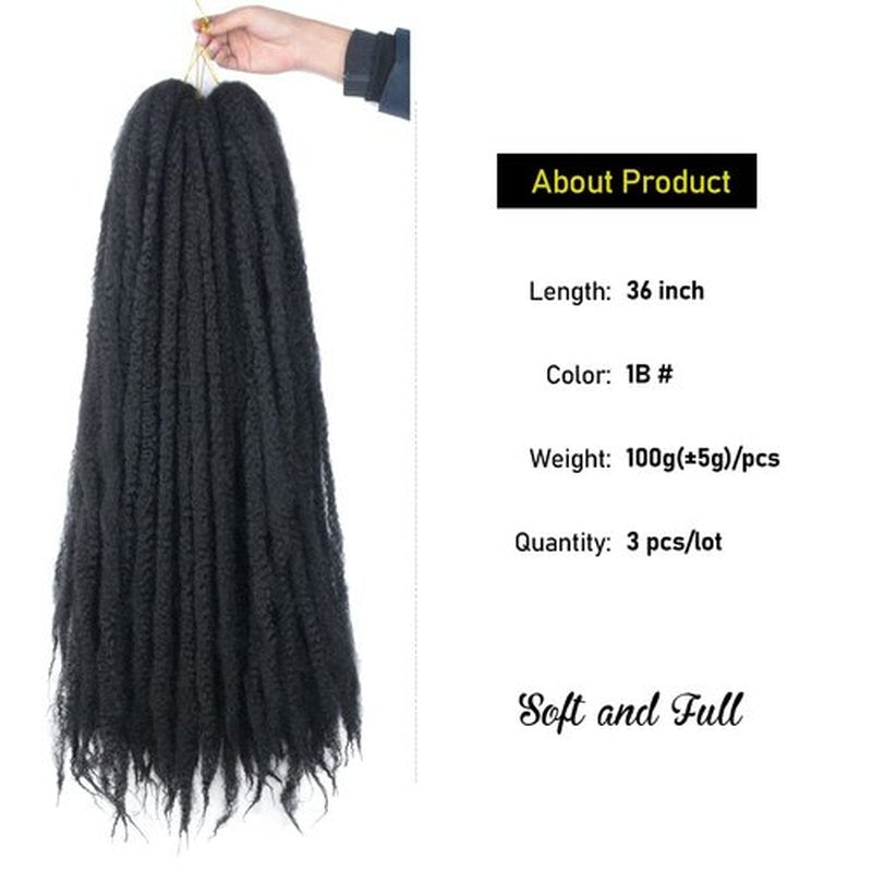 KGBFASS 36inch Black Marley Hair Super Long Kinky Curly Marley Twist Braiding Hair Synthetic Afro Marley Braids for Box Faux Locs Cuabn Twists Hair Extensions 3Pcs(1B#)