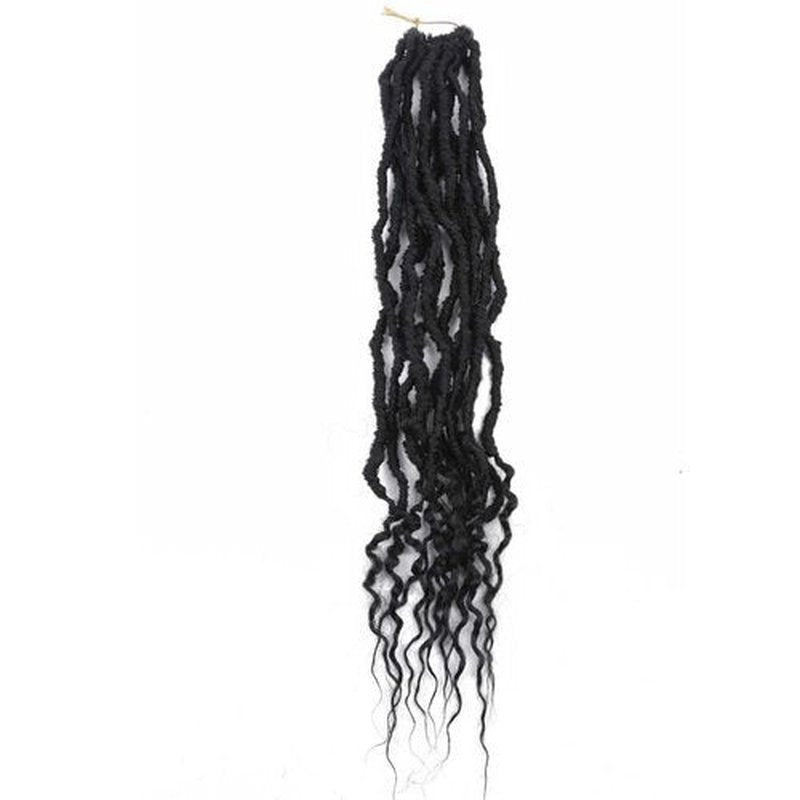 8 Packs Faux Locs Crochet Hair Curly Ends 18 Inch Soft Locs Crochet Dreads Boho Braids Crochet Faux Locs Hair for Women (18inch(pack of 8), 1B)