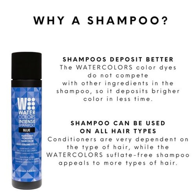 Watercolors Intense Color Depositing Shampoo, Semi Permanent Hair Color 8.5 fl oz - BLUE