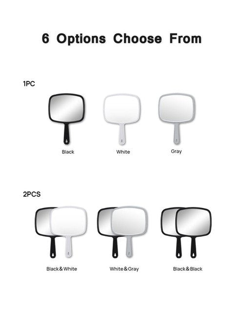 Gladmart Hand Mirror Salon Barber Hairdressing Handheld Mirror with Handle(Square,Black and White,7.4 x 10.3 inches), 2PCS, Black&white