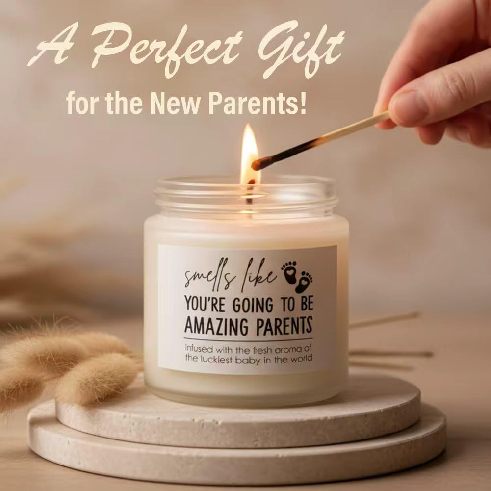 New Parents Gifts for Couples, Mom and Dad to Be Gifts, Pregnancy Gift Basket for Expecting Parents, Baby Shower Gift Set with Mommy Daddy Glass Cups, Candle, Bath Bomb & Soap