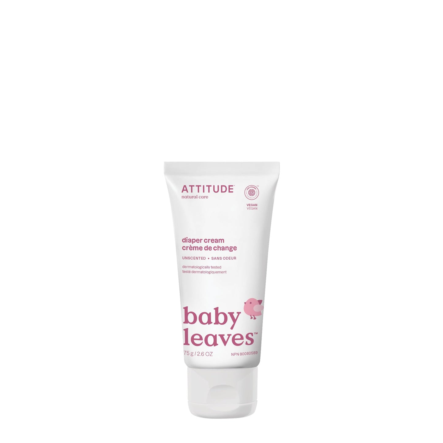 ATTITUDE Baby Diaper Cream, EWG Verified & Zinc Oxide Formula, Unscented & Hypoallergenic, Dermatologist-Tested, Vegan, 75g