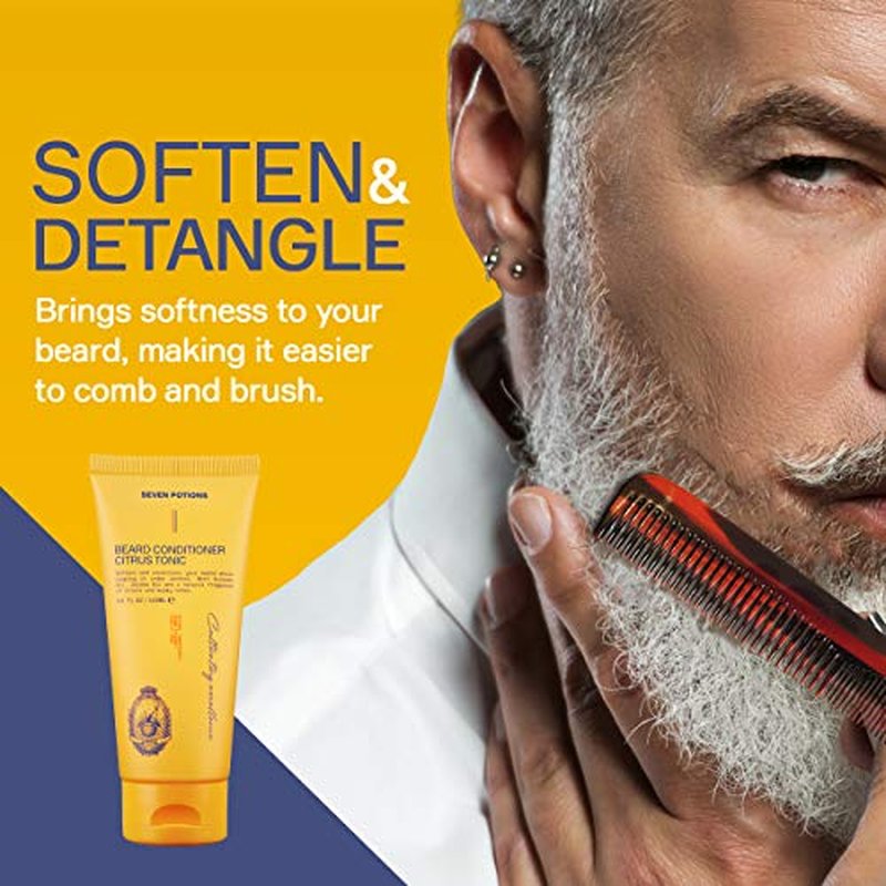SEVEN POTIONS Beard Conditioner for Men – Prevents Beard Itch and Dandruff – Natural, Vegan, Cruelty Free (Citrus Tonic, 3.4 FL OZ)