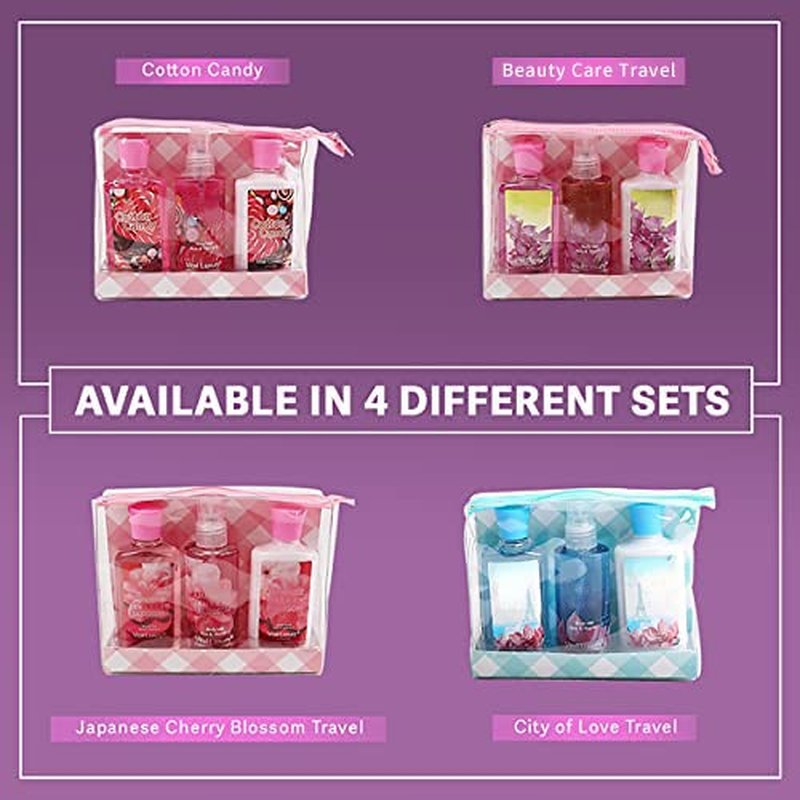 Vital Luxury Bath & Body Care Travel Set Pea Flower Scent Home Spa Set with Body Lotion, Shower Gel and Fragrance Mist, Birthday Mother's Valentine's Day Gifts for Her and Him
