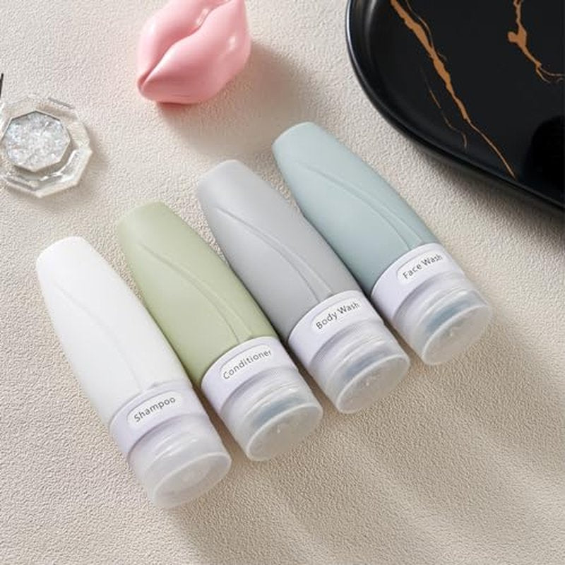 INSFIT Portable Travel Bottles TSA Approved, 2oz Leak Proof BPA Free Silicone Cosmetic Travel Size Toiletry Containers, Squeezable Silicone Tubes, Refillable Bottles for Shampoo 4 Pack Brown