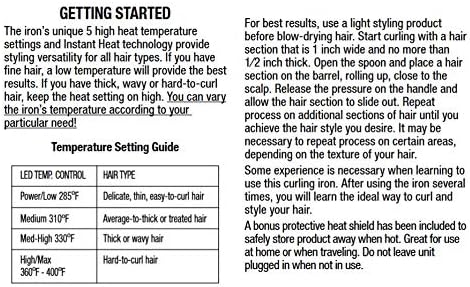 Tourmaline Ceramic Tapered Curling Wand - 1 1/4" to 3/4" for Beachy Waves