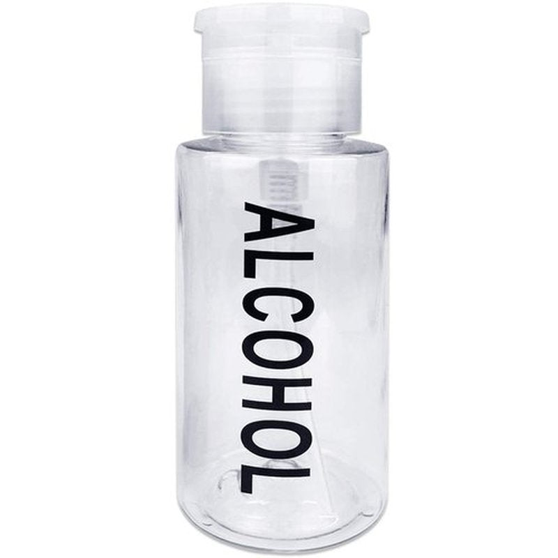 7oz Clear with Word Imprint Push Down Pump Dispenser Empty Refillerable Bottle with Flip Top Cap - for Nail Polish, Travel, Cosmetics Packaging