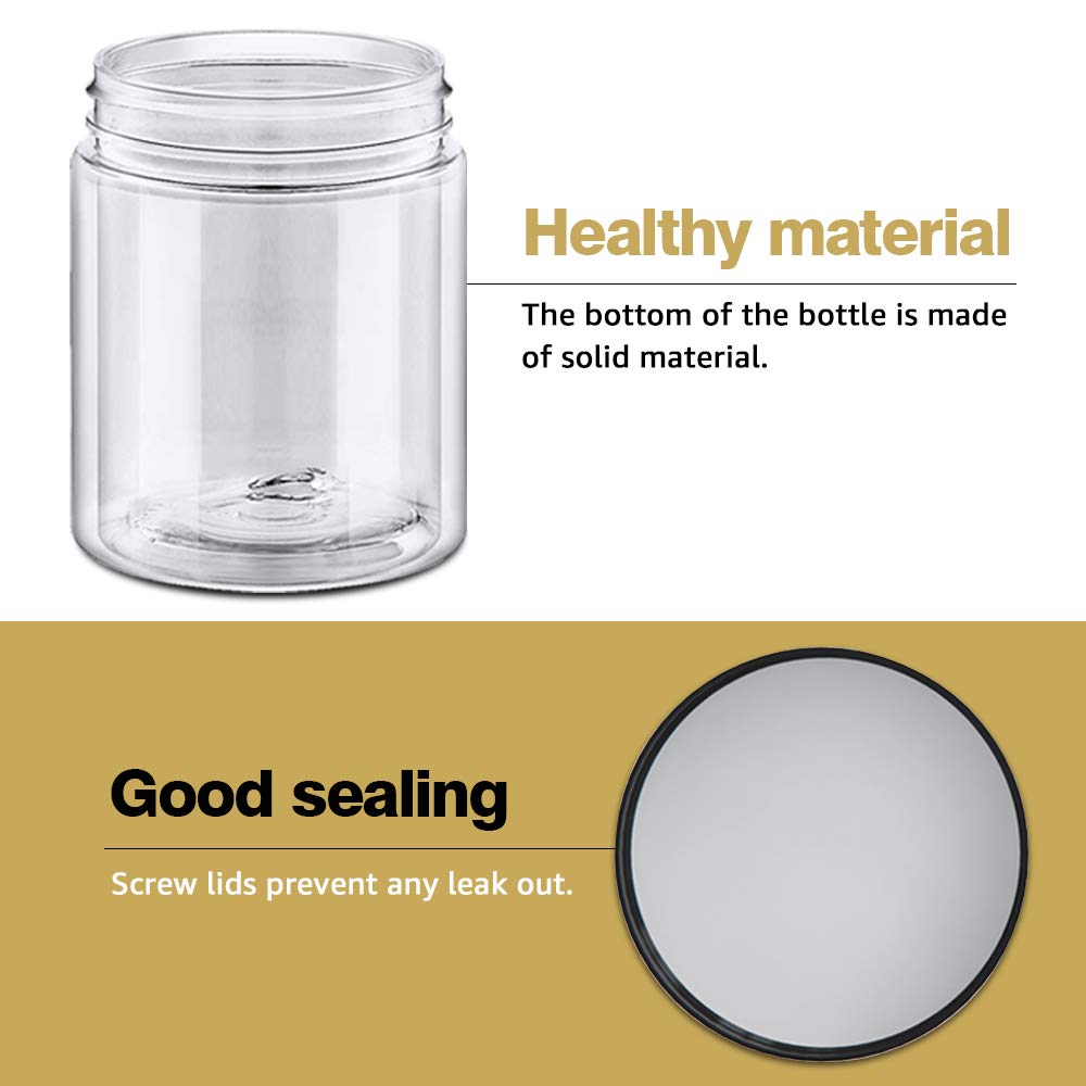 AMORIX 8oz Plastic Jars with Lids 8 oz Plastic Containers with Lids + 20g Sample Containers (Set of 24) Airtight Container for Lip Scrub, Body Butters, Cream, Slime, Craft Storage