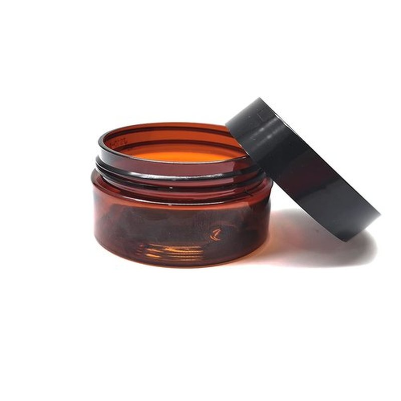 1 oz Amber Plastic Cosmetic Jars Leak Proof Container with Black Lid for Cream, Lotion, Powder, ointment, Beauty Products etc, 12 Pcs.