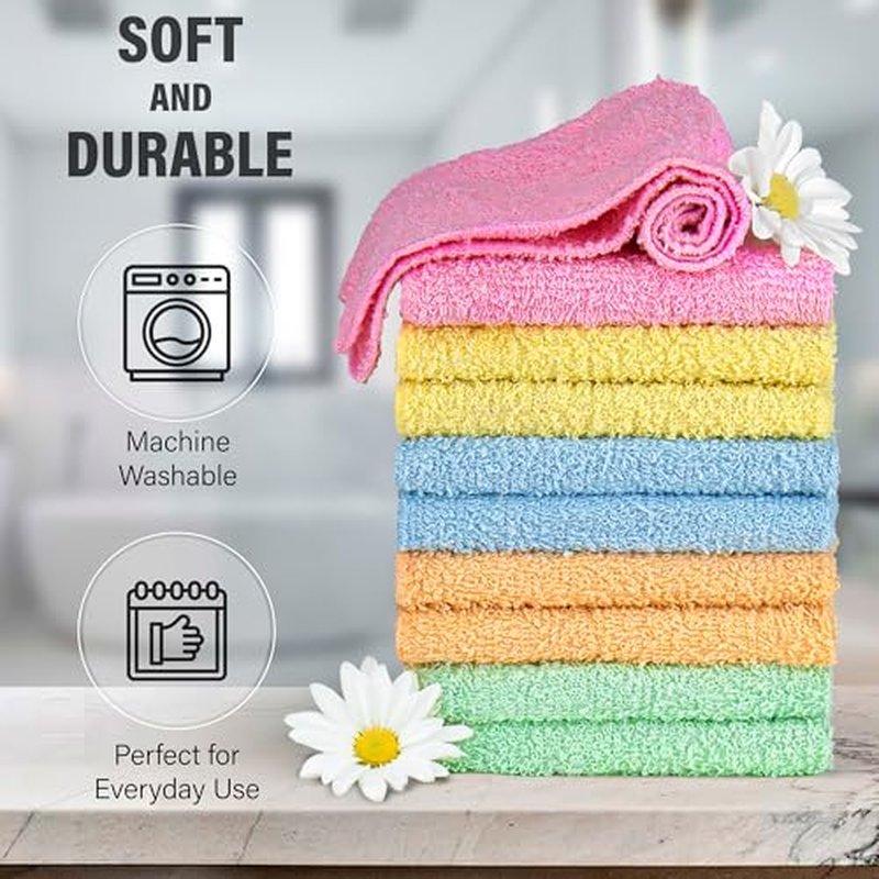 DecorRack 10 Pack Makeup Remover Wash Cloths, 100% Cotton, Soft Fingertip Face Cleansing Cloths, Black (10 Pack)