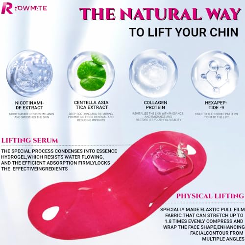 ROWMATE 5 pcs V Line Chin Strap,Toning Hydrogel Collagen Mask with Hyaluronic Acid & Aloe Vera，red