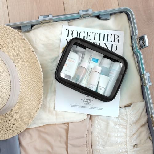 PACKISM TSA Approved Toiletry Bag - Upgrade Color-Edged Clear Makeup Bag, Unique Appearance, 2 Pack Hold Lots of Items, Reusable Clear Toiletry Bags for Travel Essentials, Green (2 Sizes)