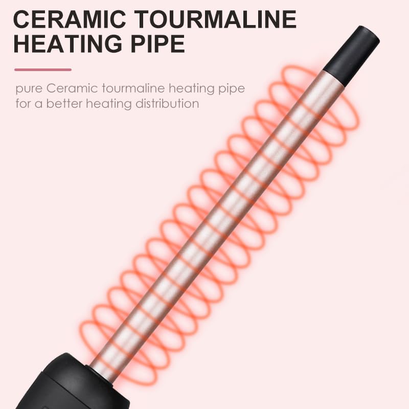 3/8 Inch Thin Curling Iron, 9mm Small Curling Iron with Ceramic Barrel for Short, Medium & Long Hair, LCD Display, Include Glove