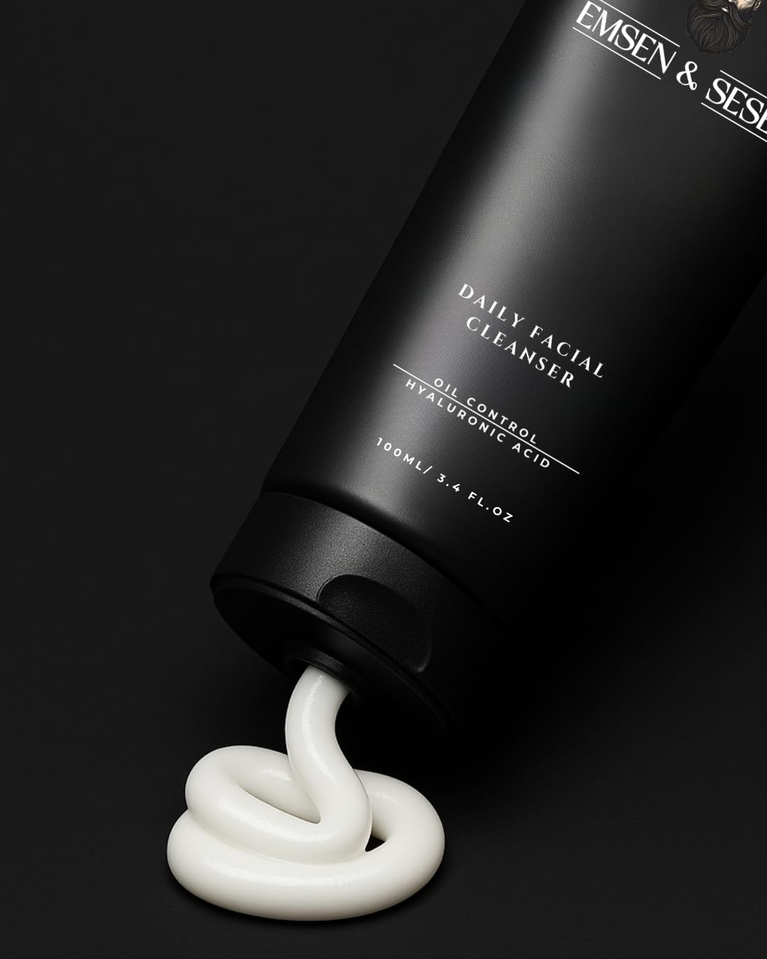 EMSEN & SESEN Mens Daily Facial Cleanser - Deep Cleansing & Hydrating Face Wash with Volcanic Soil, Aloe Vera, Hyaluronic Acid, Vitamin E & Chamomile