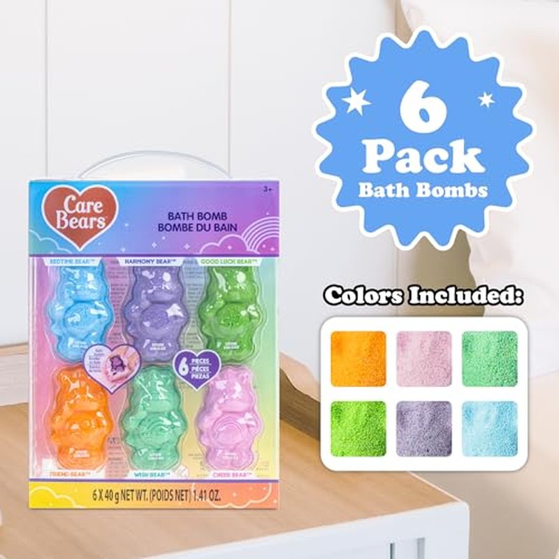 Care Bears 6 Pack Bubblegum Scented Bath Bombs - Ages 3+ Character Molded Bath Bombs – Fun & Bright Colors - Great Birthday Gifts, Stocking Stuffers, Slumber Parties, Spa Days & More by Townley Girl
