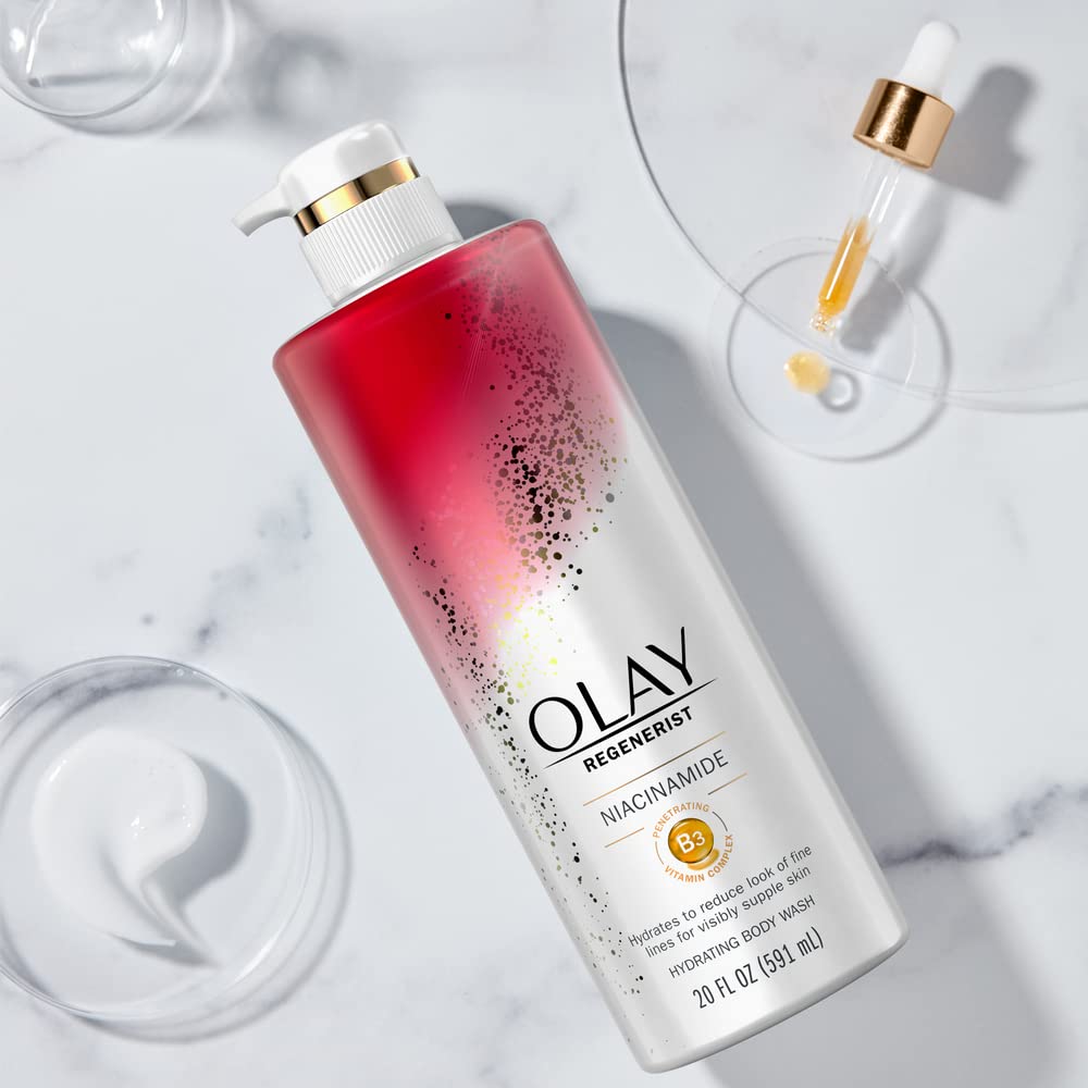 Olay Body Wash Women, Age Defying with Niacinamide 20 fl oz (Pack of 4)