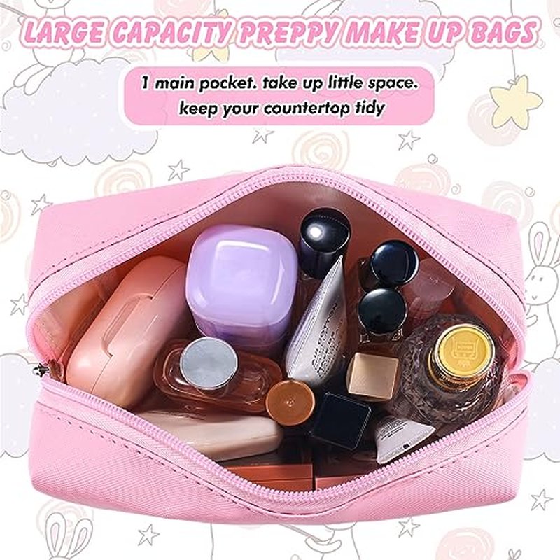 URSKYTOUS Initial Makeup Bag Personalized Preppy Travel Small Cosmetic Bag Cute PU Pink Chenille Letter Makeup Pouch for Purse Waterproof Zippered Toiletry Organizer for Women Girls Kids Friends (Z)