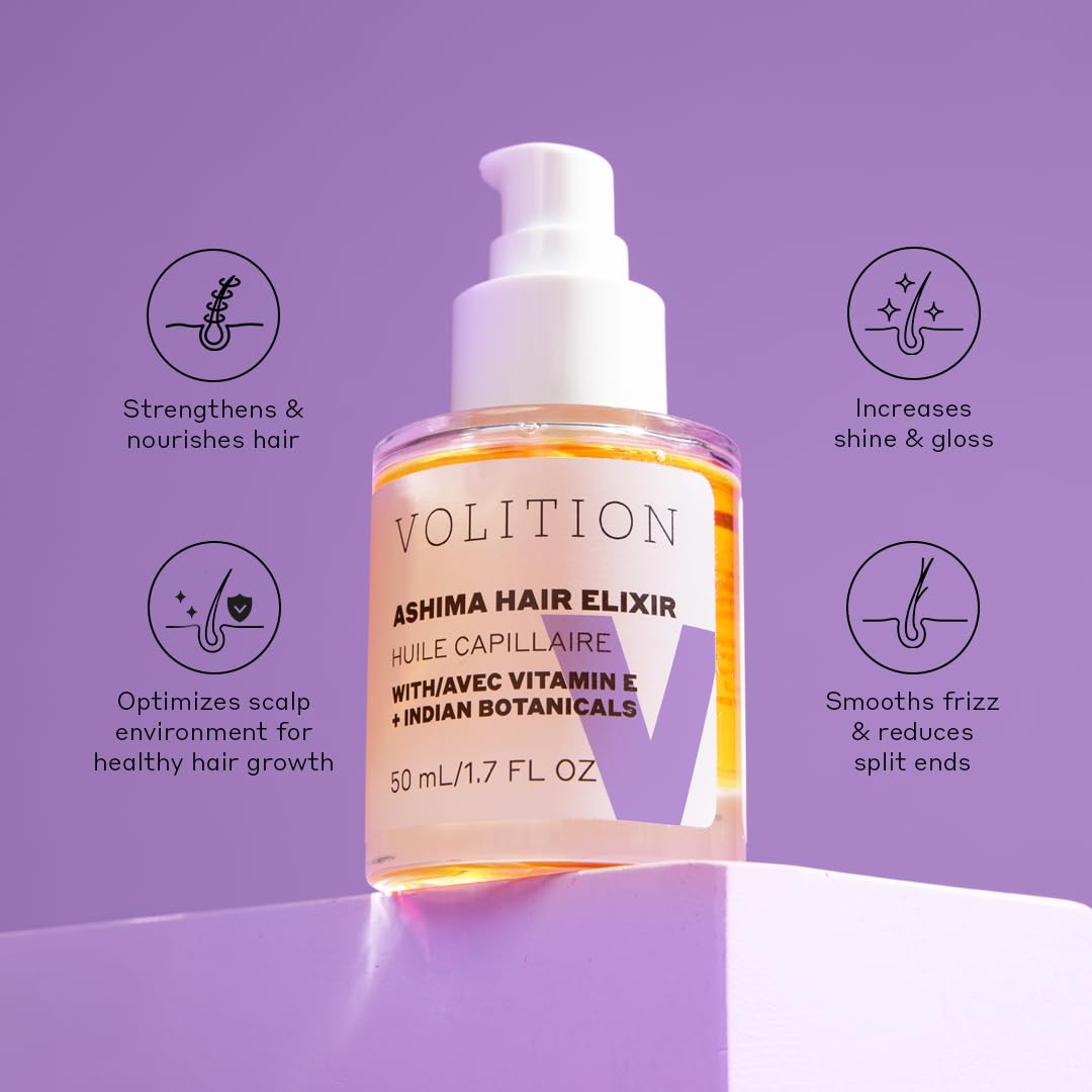 Volition Beauty Ashima Hair Elixir with Vitamin E + Indian Botanicals | Oiling Treatment Ritual | Adds Shine | Smooths Frizz & Reduces Split Ends | Optimizes Scalp to Support Healthy Growth