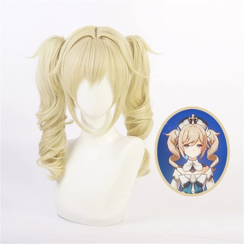 Mystylecos Barbara Cosplay Curly Wig with Ponytails Gold Costume Party Wig