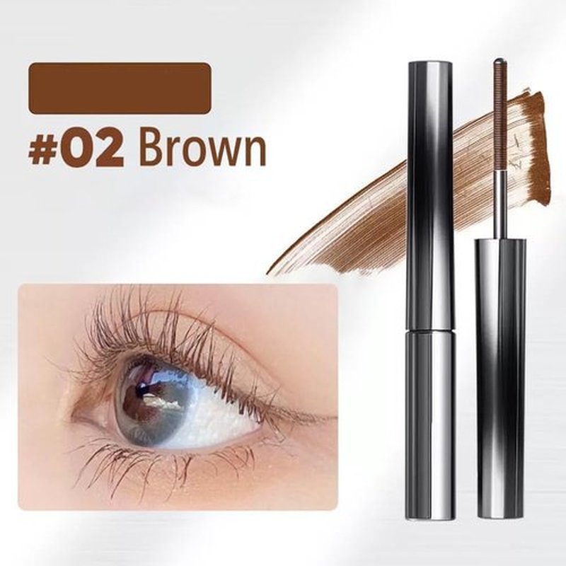 Chromamascara Mascara, Metal Wand Mascara, Curling Iron Mascara Metal, Mascara With Metal Wand, Iron Rod Mascara Brush, 3D Curling Eyelash Iron Mascara Waterproof, Long-Lasting, Smudgeproof (Brown, 1)