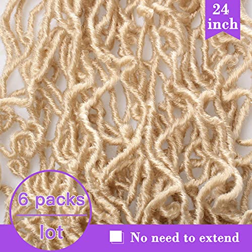 ZRQ 30 Inch New Faux Locs Crochet Hair,6 Packs Pre-looped Extended Distressed Soft Locs For Black Women, Synthetic Goddess Locs Hair Afro Roots Crochet Locs 1B#