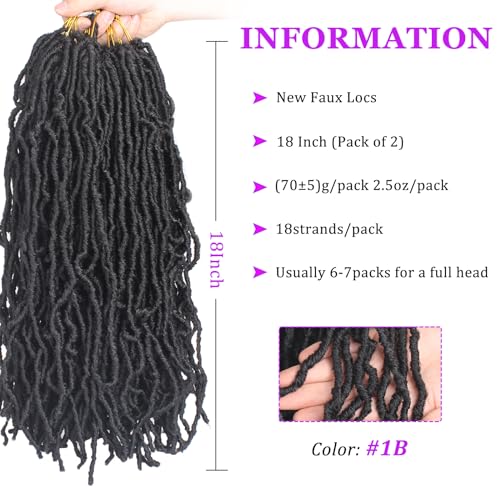 ZRQ 36 Inch New Faux Locs Crochet Hair 6 Packs/Lot Purple Pre-Looped Long Soft Locs Crochet Braids Hair Goddess Locs Curly Wavy Afro Roots Synthetic Hair Extensions (36 Inch, Purple#)