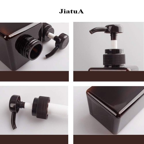 Pump Bottle, Refillable Plastic Empty Lotion Soap Dispenser Liquid Container for Bathroom Shampoo and Body Wash, 15oz/450ml Amber 2 Pack