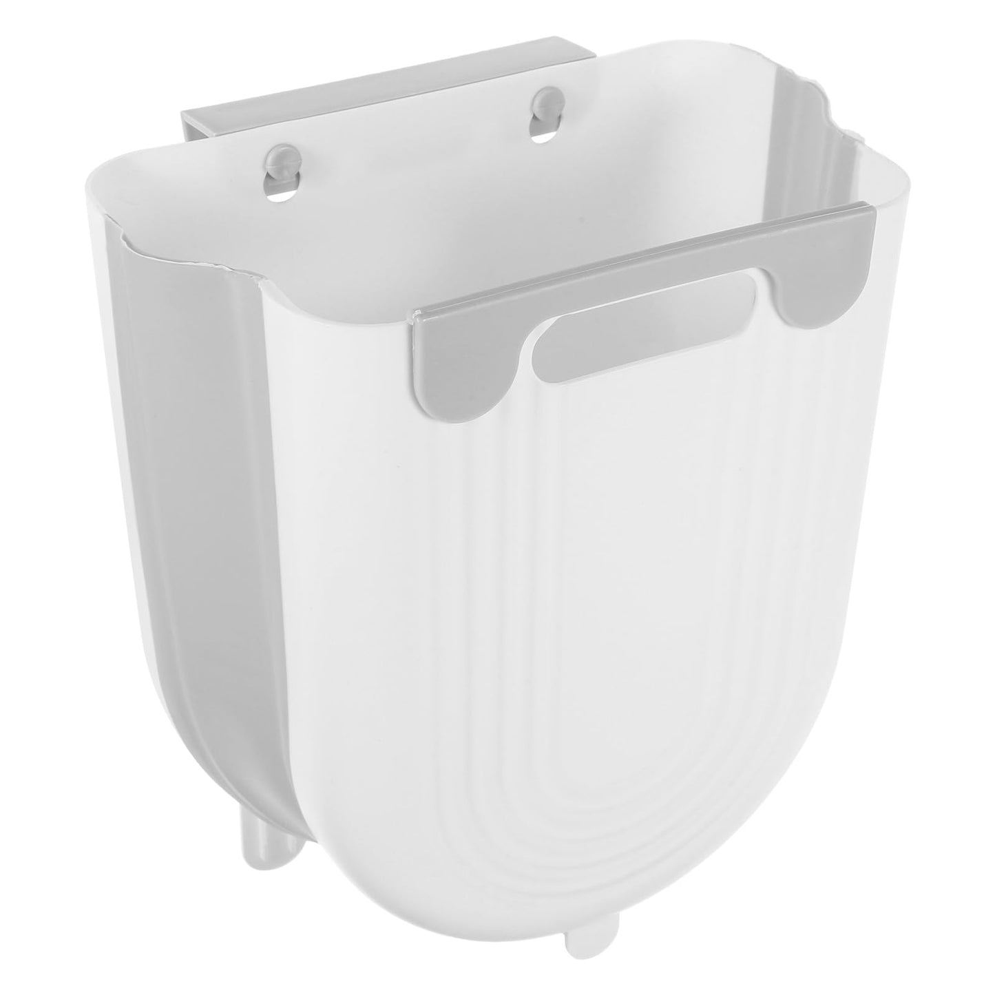 FRCOLOR Kitchen Hanging Garbage Bin Foldable Wall-Mounted Trash Can Large Grey-White Plastic Waste Container for Cabinet Door Kitchen Bathroom Storage