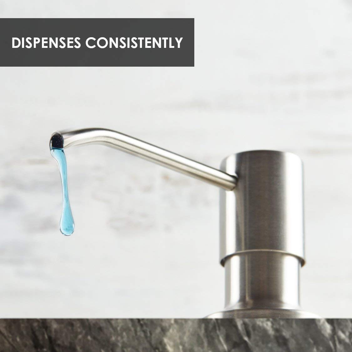 Built in Soap Dispenser for Kitchen Sink with Brushed Nickel Finish, Fits 1 to, 1.25 Inch Hole, Stainless Steel Pump Replacement for Lotion and Soap Dispensing