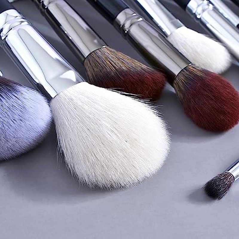 Bueart Design Pro makeup Artist Brushes Set 34Pcs Goat Hair Horse hair Makeup Brush Set with extra Large Holder (22Pcs Matte Black)