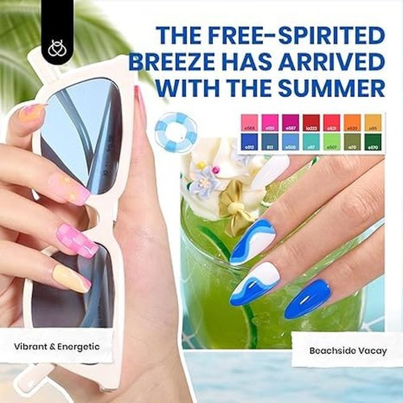 Beetles Gel Nail Polish Set, 70 PCS 60 Colors Red Green Pink Brown Blue Nude Pastel Glitter Gel Nail Polish Kit with Base Glossy & Matte Top Coat Gel Polish Manicure Spring Valentines Gifts for Women
